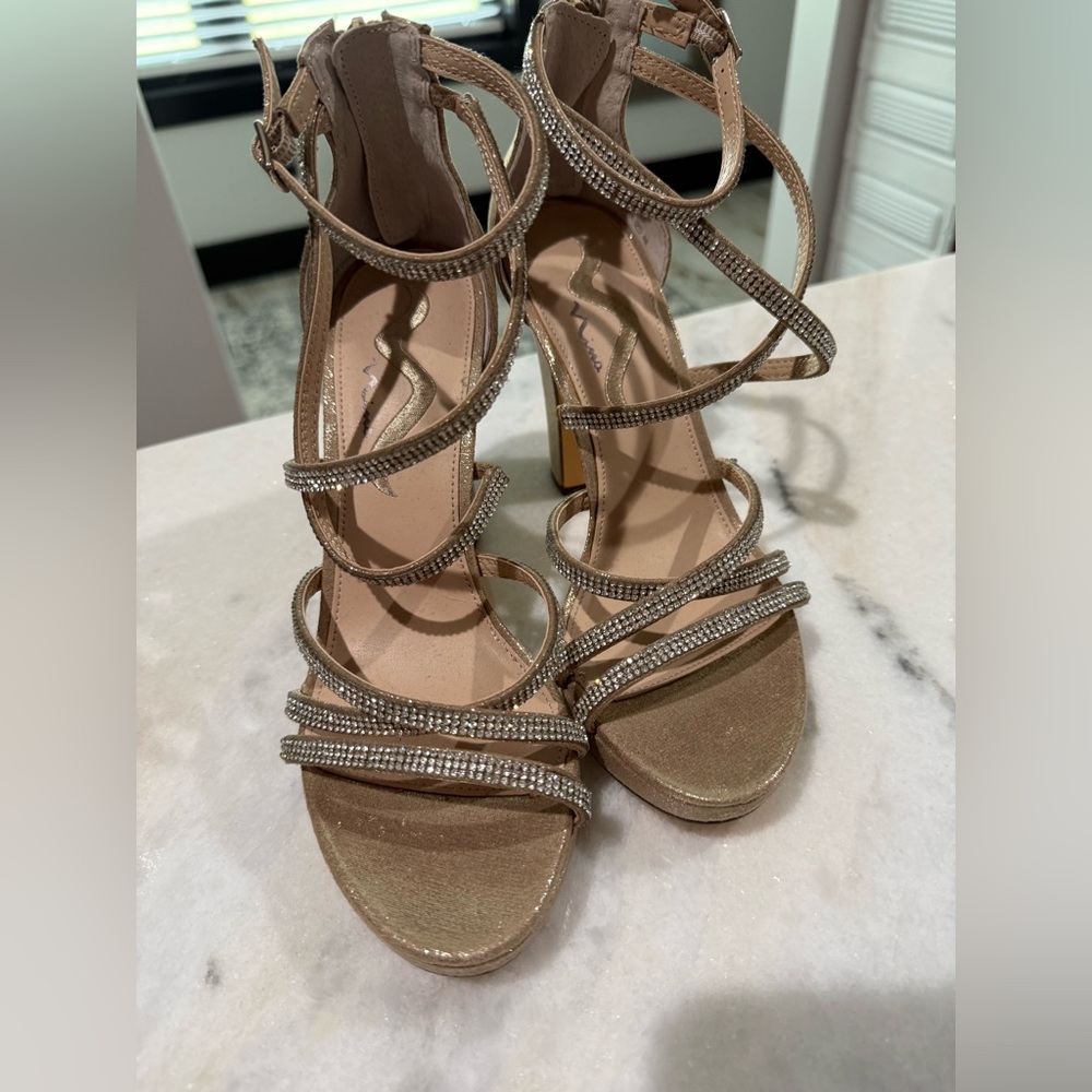 Nina Gold Strappy Heels